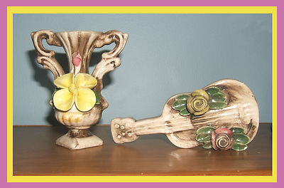 Vtg 2 Nuova Capodimonte Porcelain Figurines Flower Vase Urn