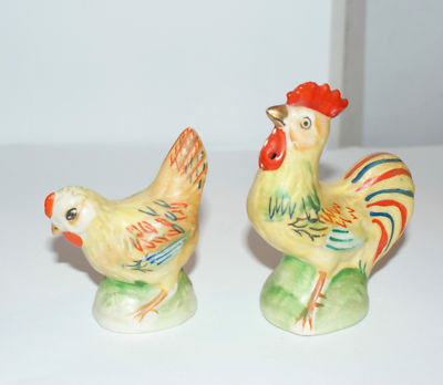 VINTAGE OCCUPIED JAPAN CHICKEN SALT AND PEPPER SHAKER SET GOLD COLOR ...