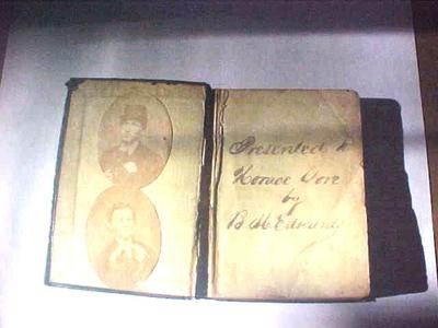 1859 Civil War Era Bible w/Soldier Picture & Girlfriend --  photo