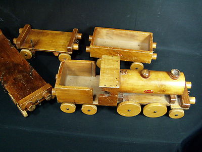 antique wooden train set