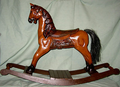 antique rocking horse with real horse hair