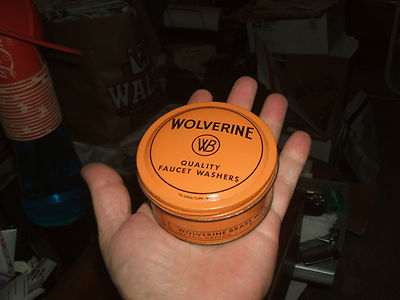 old vintage orange wolverine brass works grand rapids michigan tin wolverine brass works