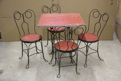 l1453p vintage ice cream parlor cafe bistro table with 4