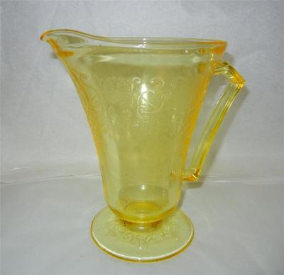 Hazel Atlas Florentine Poppy 2 Yellow Depression Glass Pitcher 2