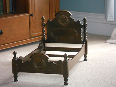 vintage wooden doll bed