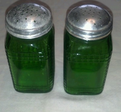 green salt and pepper shakers