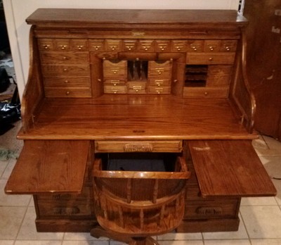 Antique Oak Wood Roll Top Desk Antique Price Guide Details Page