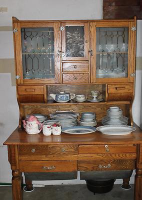 Beautiful Oak Possum Belly Kitchen Cabinet For Sale Antique