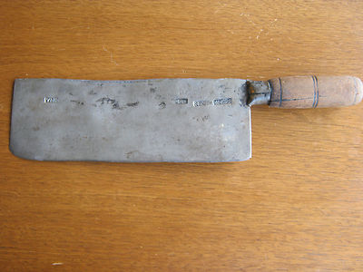 ANTIQUE CHINESE CHEFS CARBON STEEL KNIFE BUTCHER MEAT CLEAVER VTG ...