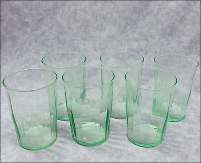 Set Of 6 Green Depression Glass Drinking Glasses Juice Glass Tumblers Antique Price Guide Details Page Antique drinking glasses for household, bar, and restaurant usage. set of 6 green depression glass