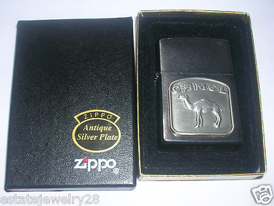 ZIPPO ANTIQUE SILVERPLATE CAMEL LIGHTER 2 INCHES LONG & 1.5 INCH W ...