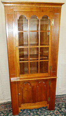 Vintage Stickley Cherry Corner China Cabinet Hutch Lighted Old