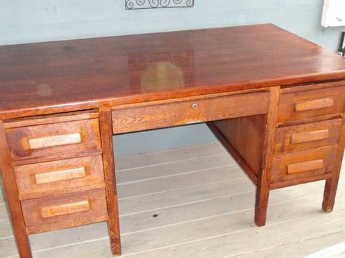 Vintage Antique Oak Marshall Jackson Lincoln Desk 30 S 40 S