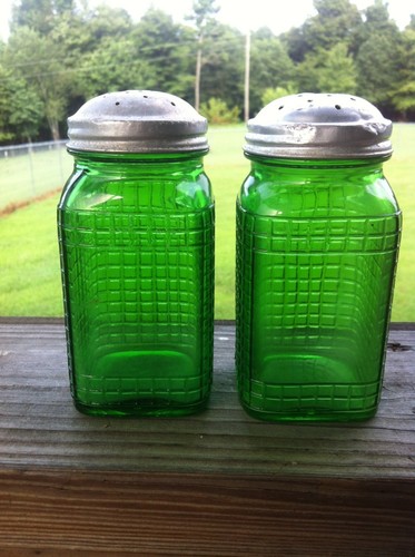 green salt and pepper shakers