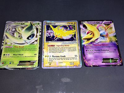 Lot Of 3 Legendary Ex Pokemon Cards Cresselia Celebi Zapdos Holo