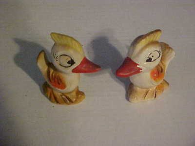 Vintage BIG EYED BIRD Woodpecker DUCK Colorful Japan SALT PEPPER