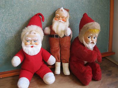 vintage stuffed santa with plastic face
