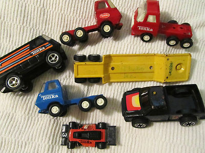 green toys flat bed truck & race car