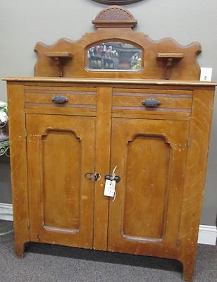 Antique Shallow Depth Buffet Kitchen Cabinet Primitive Late 1800