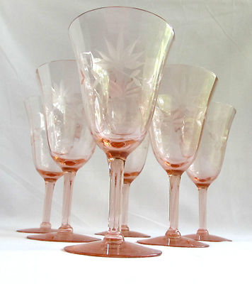 GOODS — Vintage Pink Stemmed Wine Glass