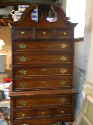 Sale Bassett Antique Solid Cherry Queen Anne Style Highboy Dresser