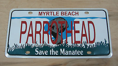 PARROTHEAD MYRTLE BEACH SAVE THE MANATEE VANITY LICENSE PLATE METAL