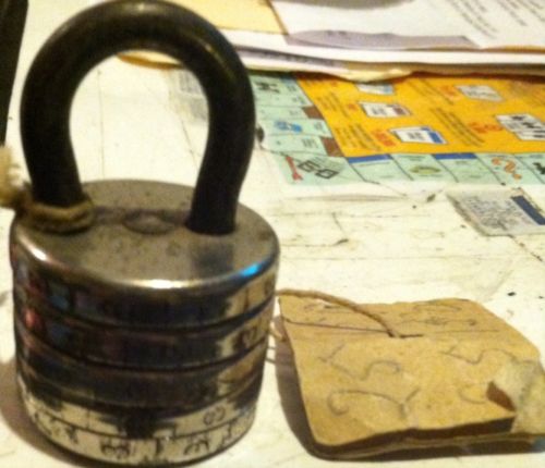 Old vintage antique heavy metal number lock with number code padlock 