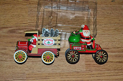 Hallmark Ornaments Vintage 1979 Here Comes Santa Train & 1984 Santa ...