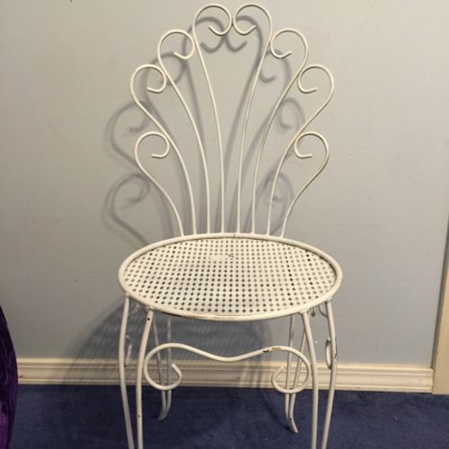 Vintage Wrought Iron Vanity Chair Mid, Wrought Iron Vanity Seat