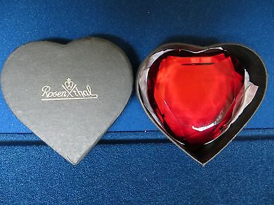 ROSENTHAL Red Facet Crystal Heart Shaped Glass Paperweight 3