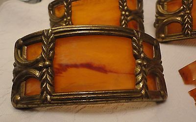Vintage 3 Brass Bakelite Insert Drawer Pulls Handles 1 Extra