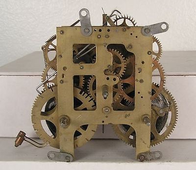 Antique Gilbert Clock Movement - Dual Hammer Strike For Parts or Repair