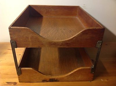 Vintage Shaw Walker Paper Letter File In Oak Double Decker Desk