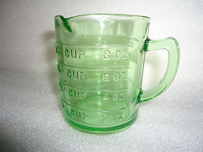 Rare Vintage Green Vaseline Depression Glass Measuring Cup Spout