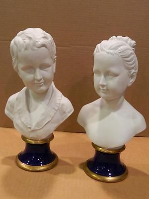 Pair Capodimonte Bisque & Porcelain Busts Boy & Girl Signed Pucci ...