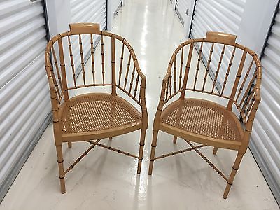 Baker Hollywood Regency Faux Bamboo Chairs Set Of 2 Excellent