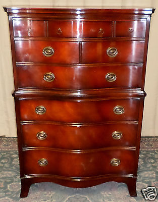 Vintage Drexel Travis Court Mahogany Serpentine 6 Drawer Chest On