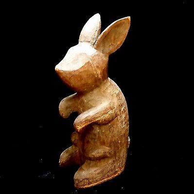 Vintage/Antique Country Primitive Rustic Naive Hand Carved Wood Rabbit ...