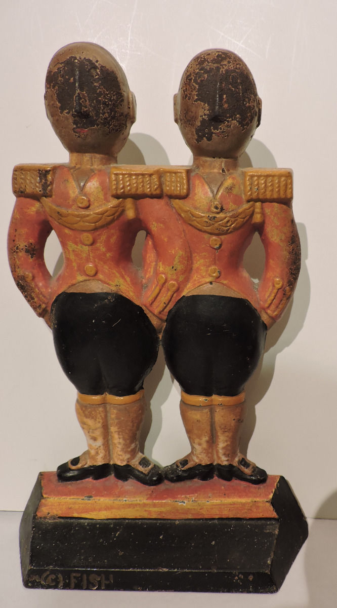 Rare Antique Hubley Footmen 272 Doorstop Signed Fish Antique