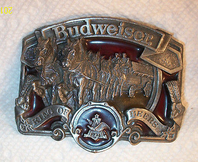 Vintage Enameled Budweiser Beer Belt Buckle W-42 -- Antique Price Guide Details Page