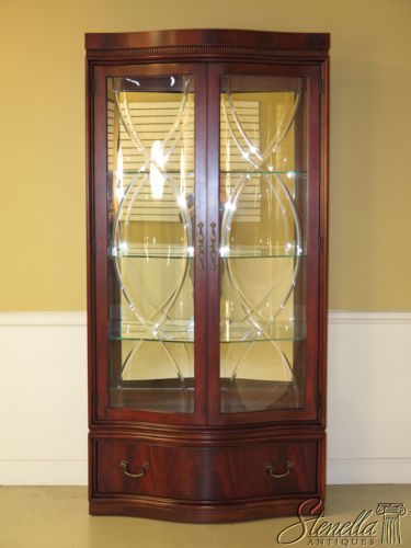 23021e Thomasville Large Mahogany Etched Curved Glass Lighted