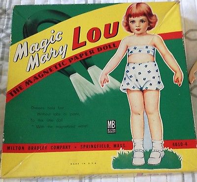 Milton Bradley Vintage 1950 Magic Mary Lou Magnetic Paper Doll
