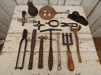 14 Assorted Old Vintage Farm Tools, Old Farm Tools