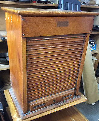 Rare Oak Rand Mcnally Roll Top Cabinet Ca 1910 Map Storage