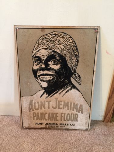 Vintage Black Americana Aunt Jemima Pancake Flour Tin Tacker Sign Nice Antique Price Guide