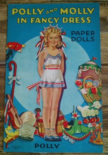UNCUT VINTAGE POLLY and MOLLY in FANCY DRESS Paper Dolls by Saalfield ...