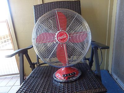 Retro Style Coca Cola All Metal 12 Oscillating Desk Fan Works