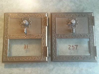 Lot Of 2 Old Post Office Box Doors Medium Size Keyless Lock Co