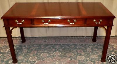 Henkel Harris Mahogany Desk Banded 3 Drawer Writing Desk Hhtd60w