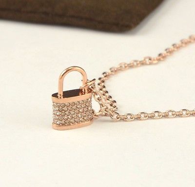 Michael Kors Rose Gold Tone and Crystal Pave Padlock lock Charm Pendant ...